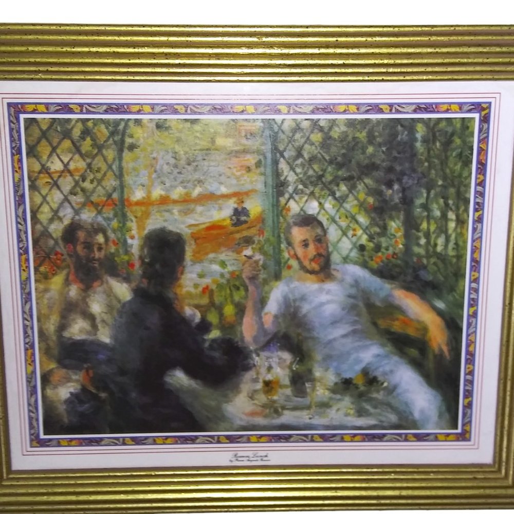 Pierre Auguste Renoir French Victorian Rowers Lunch Gold Framed Wall Art Print